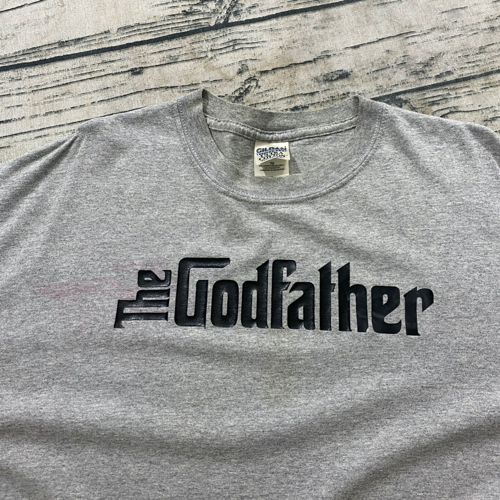 The Godfather Y2K 90s Mafia Movie Promo T-Shirt Size‎ XL Gray Spellout